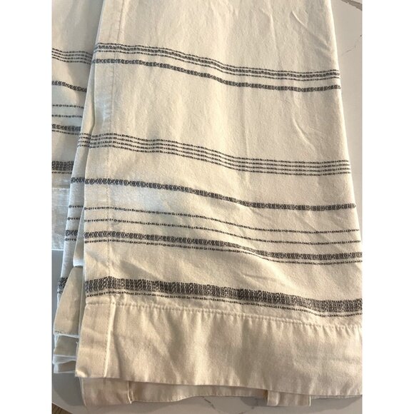 Hearth And Home Magnolia Drapes Curtain set 2 soft white / blue gray ticking 85" - Picture 3 of 9